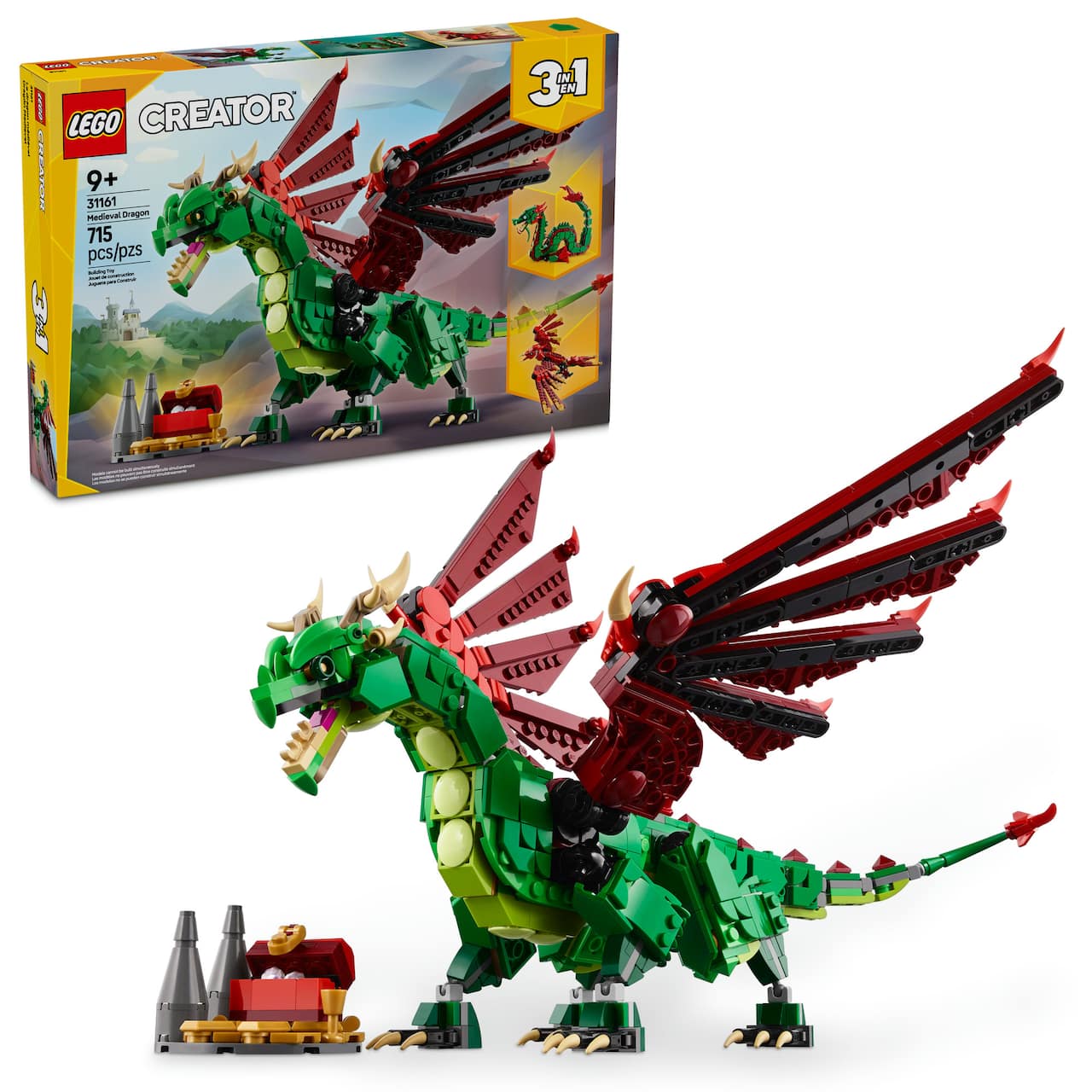 LEGO® Creator 3in1 Medieval Dragon Creature Toy Playset 31161